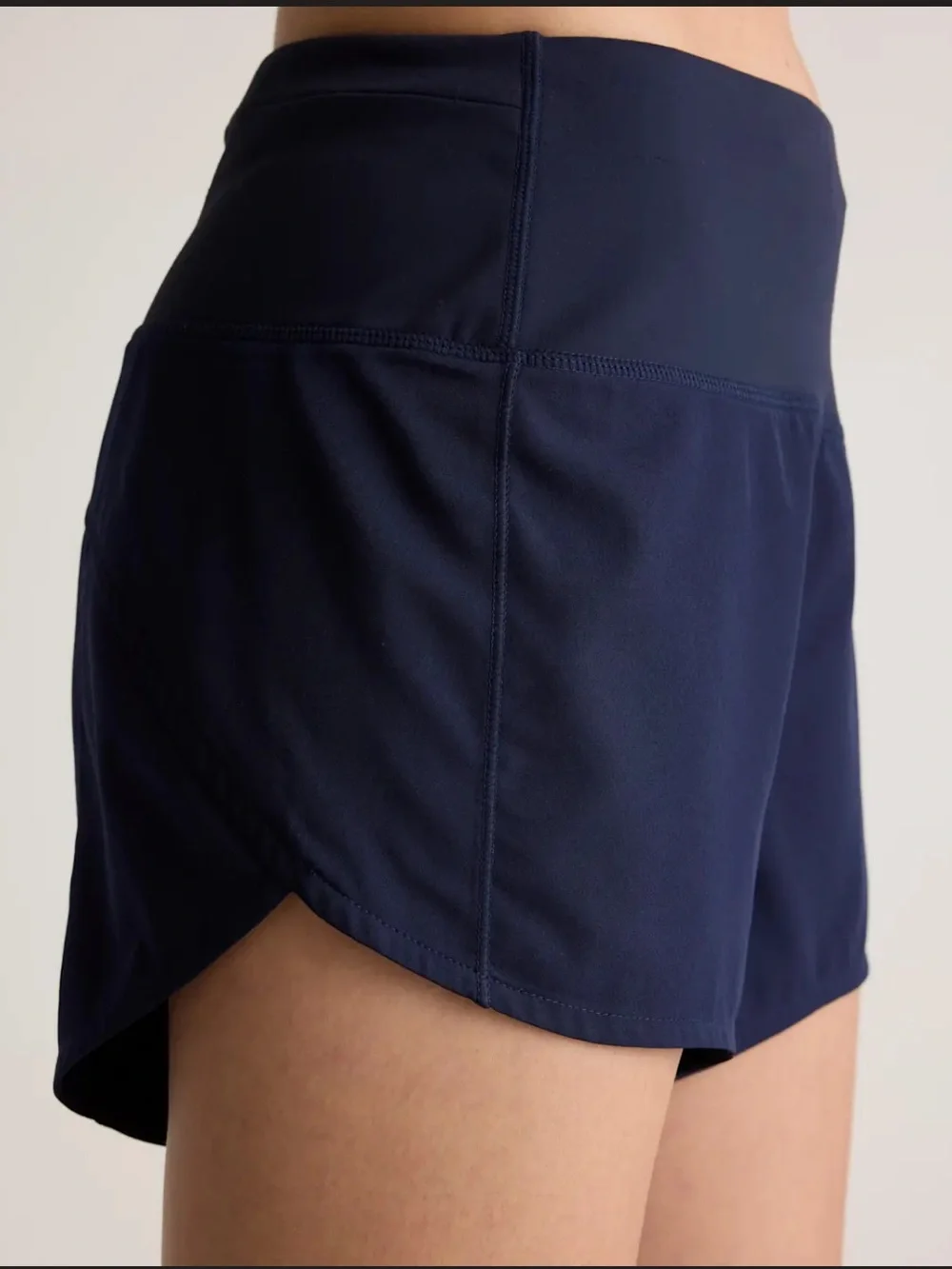 Quince Running Shorts XS Navy Blue High Rise‎ Built-in Liner Zipper Pocket NWT